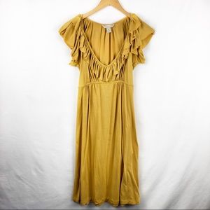 Jonathan Martin Marigold Flutter Sleeve Midi Dress